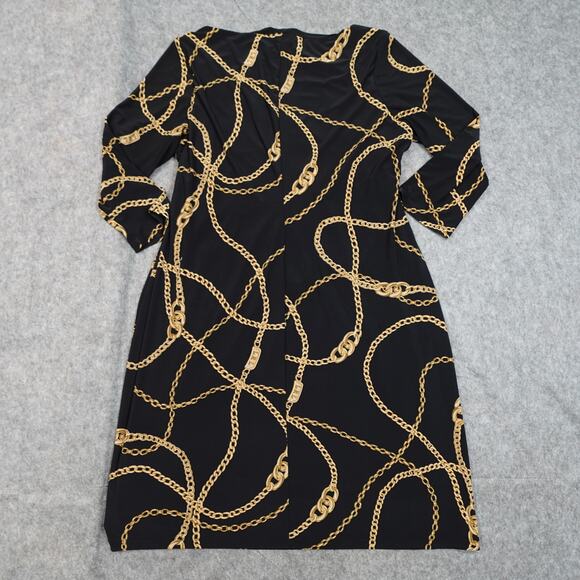 Ralph Lauren Dress Womens 18W Jersey Sheath Midi Bit Bridle Chain Equestrian - Picture 6 of 10